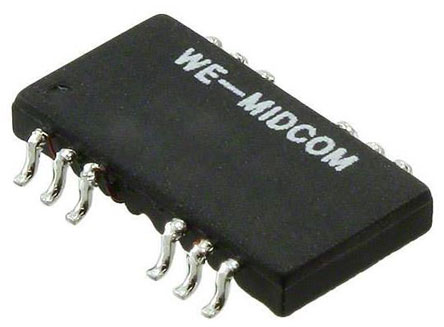 Wurth Elektronik Surface LAN Ethernet Transformer, 70 °C 12.7 mm, 0 °C 8.6mm 2.16 mm