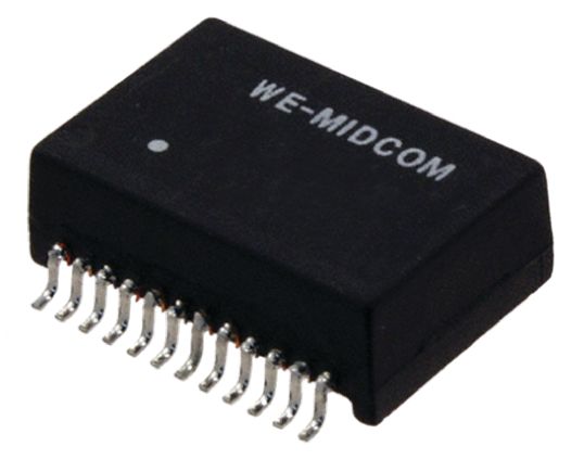 Wurth Elektronik Surface LAN Ethernet Transformer, 70 °C 18.3 mm, 0 °C 12.2mm 6.35 mm