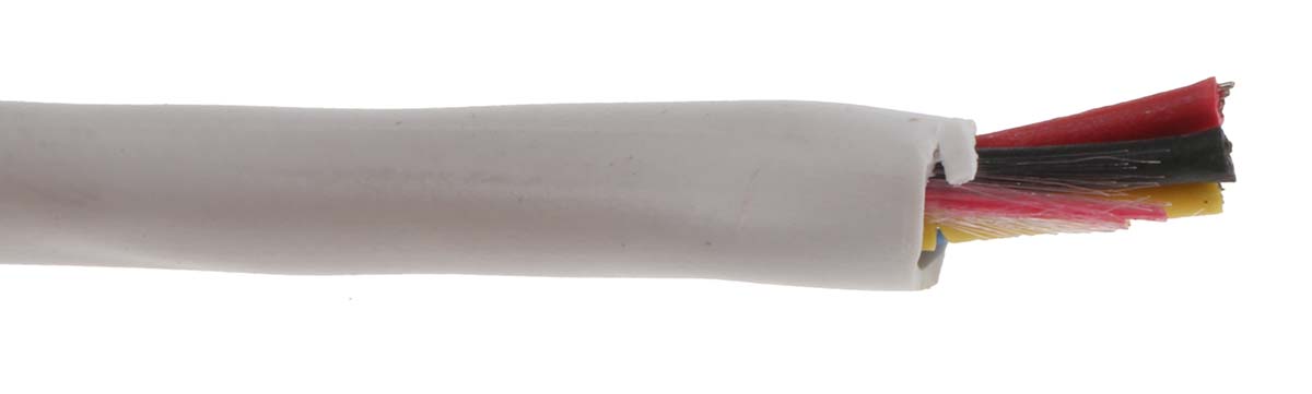 820-0185 RS PRO Control Cable, 4 Cores, 0.19 mm², Unscreened, 100 m, White Polyvinyl Chloride Sheath