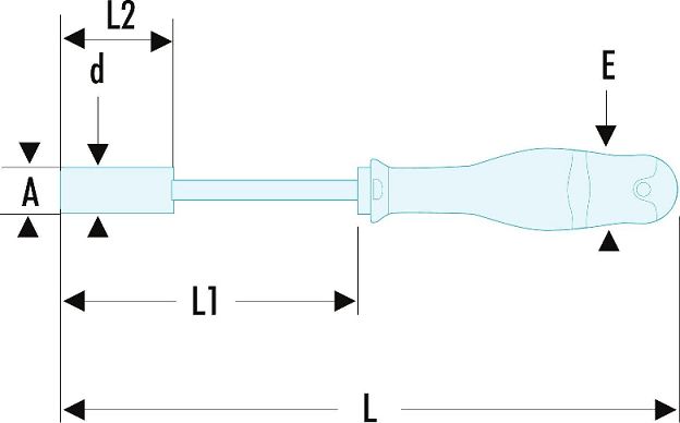 74at13 Facom Hexagon Nut Driver, 13 mm Tip, 125 mm Blade, 250 mm Overall
