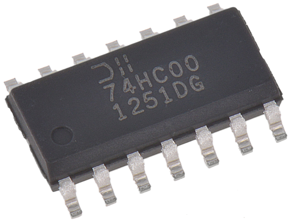 DiodesZetex 74HC00S14-13, 4 2-Input NAND Schmitt Trigger Input Logic Gate, 14-Pin SOIC