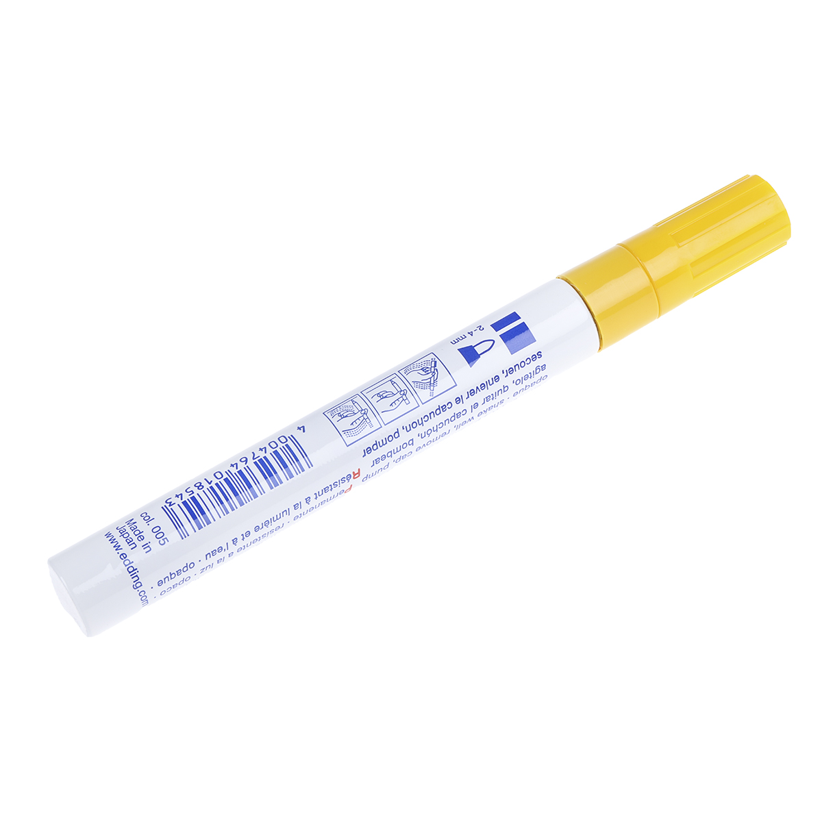 750-005 Edding Yellow 4 mm Paint Marker Pen for use with Plastic, Wood, Metal, Glass