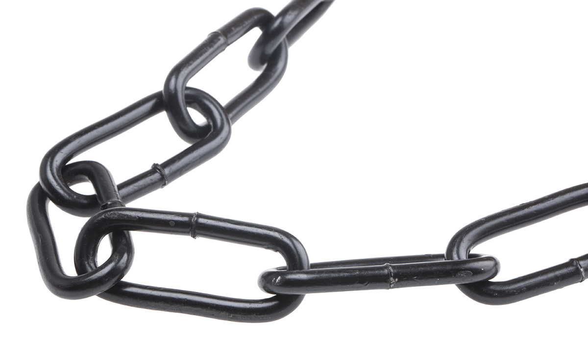RS PRO Japanned Steel Chain, 10 m Length, 32 mm Length 85 kg