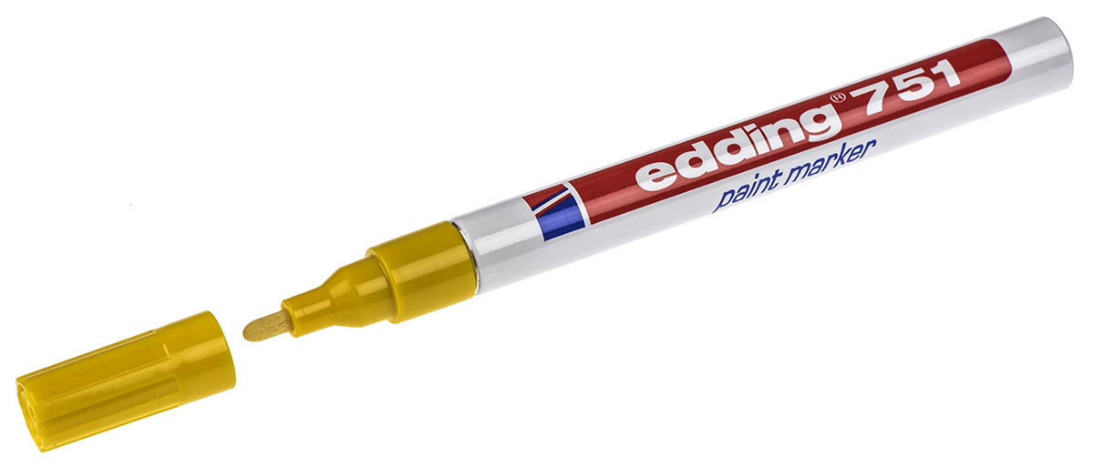 751-005 Edding Yellow 2 mm Fine Tip Paint Marker Pen for use with Metal, Wood, Plastic, Glass