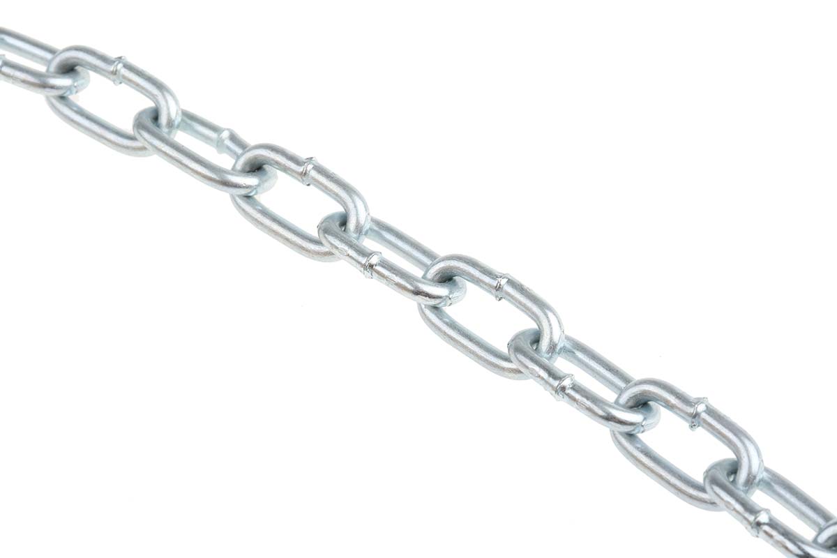 RS PRO Zinc Plated Steel Chain, 10 m Length, 14 mm Length 37 kg