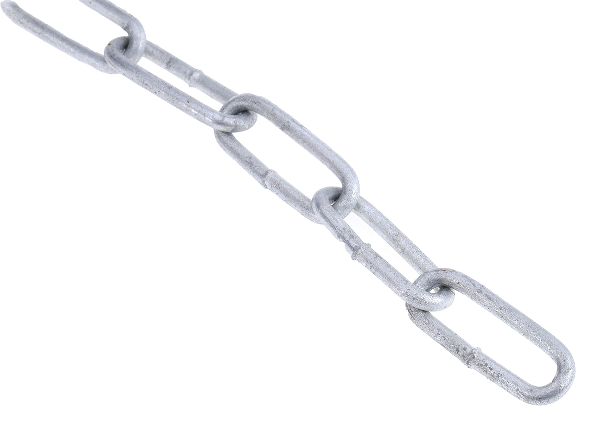 RS PRO Zinc Plated Steel Chain, 10 m Length, 26 mm Length 45 kg