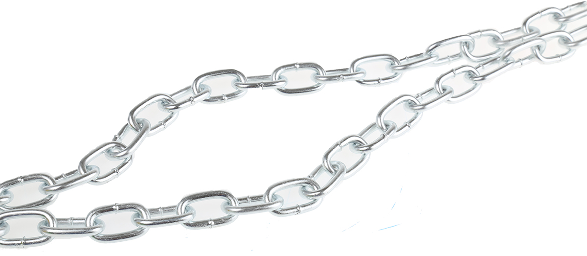RS PRO Zinc Plated Steel Chain, 10 m Length, 19 mm Length 100 kg