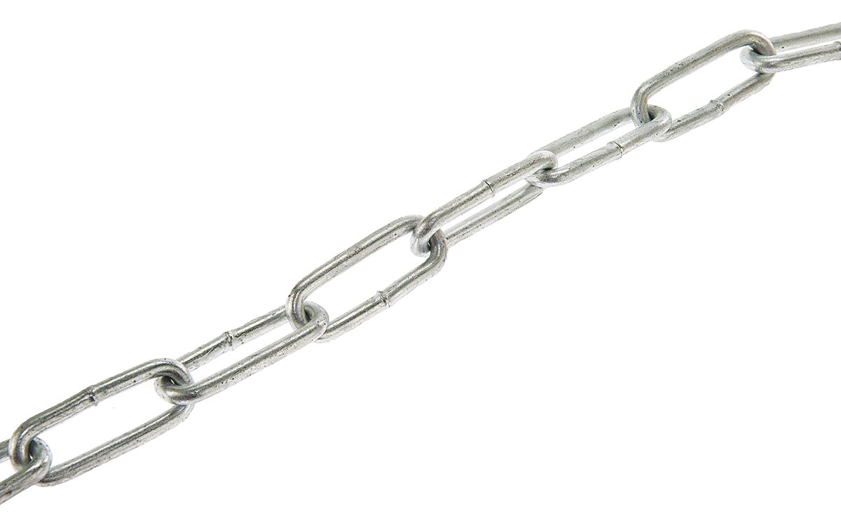 RS PRO Zinc Plated Steel Chain, 10 m Length, 32 mm Length 85 kg