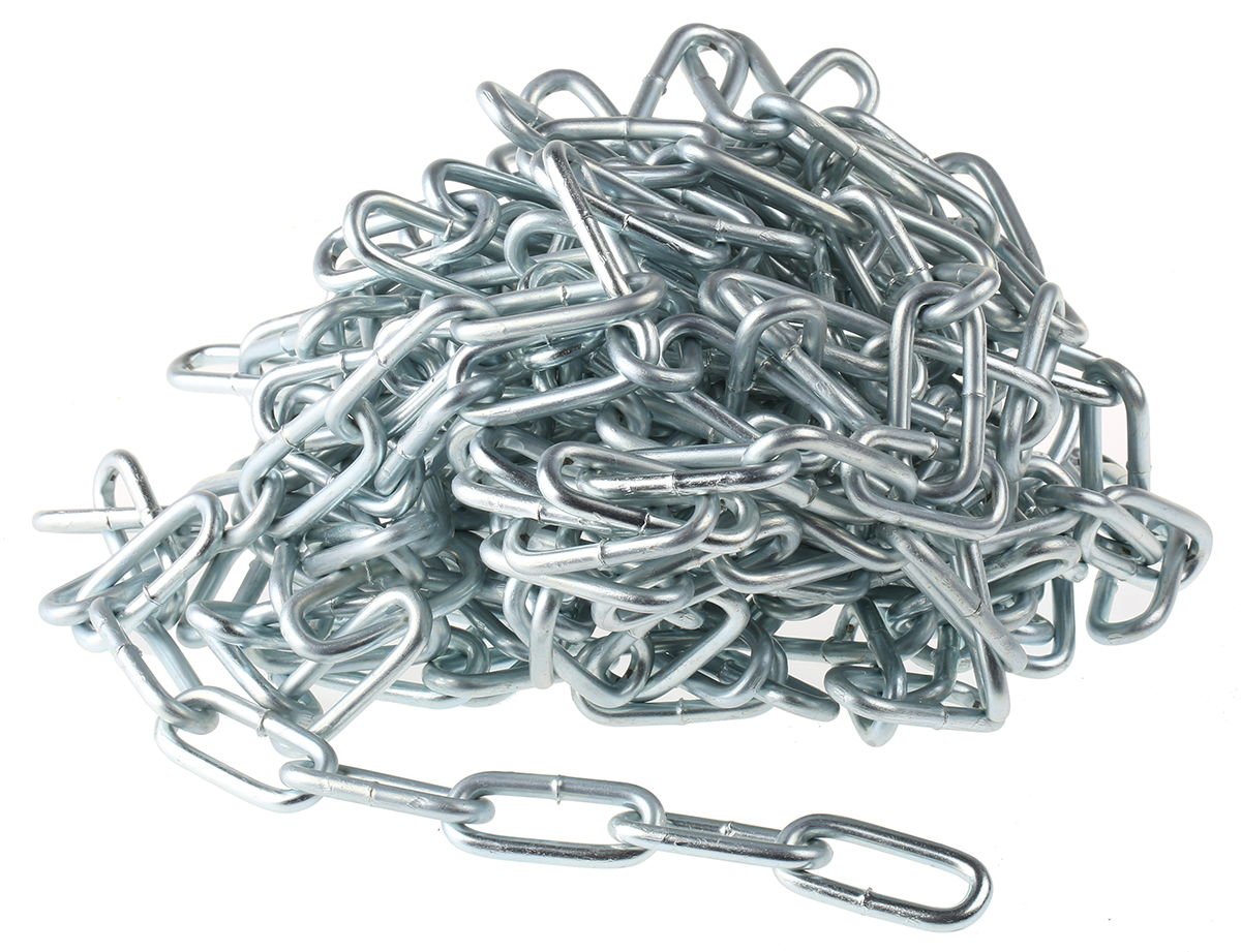 752-486 RS PRO Zinc Plated Steel Chain, 10 m Length, 35 mm Length 130 kg