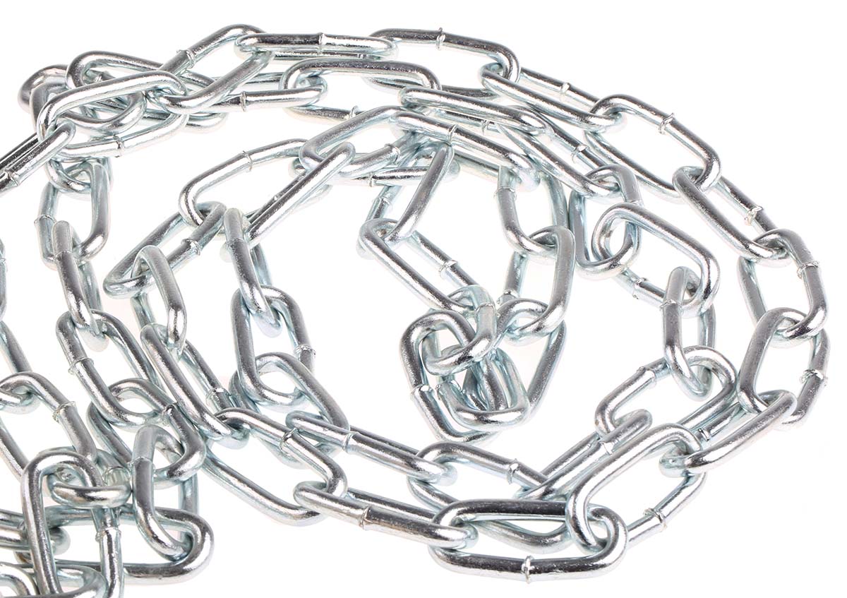 752-509 RS PRO Zinc Plated Steel Chain, 10 m Length, 42 mm Length 140 kg