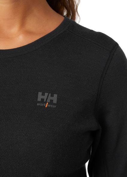 75209_990-m Helly Hansen Black 43% Polypropylene, 57% Merino Thermal Shirt, M