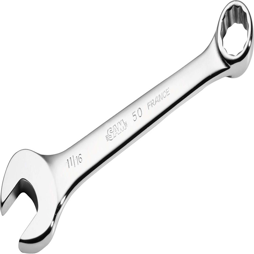 SAM Ratchet Combination Spanner, 206 mm Overall, 11/16in Jaw Capacity, Comfortable Soft Grip Handle