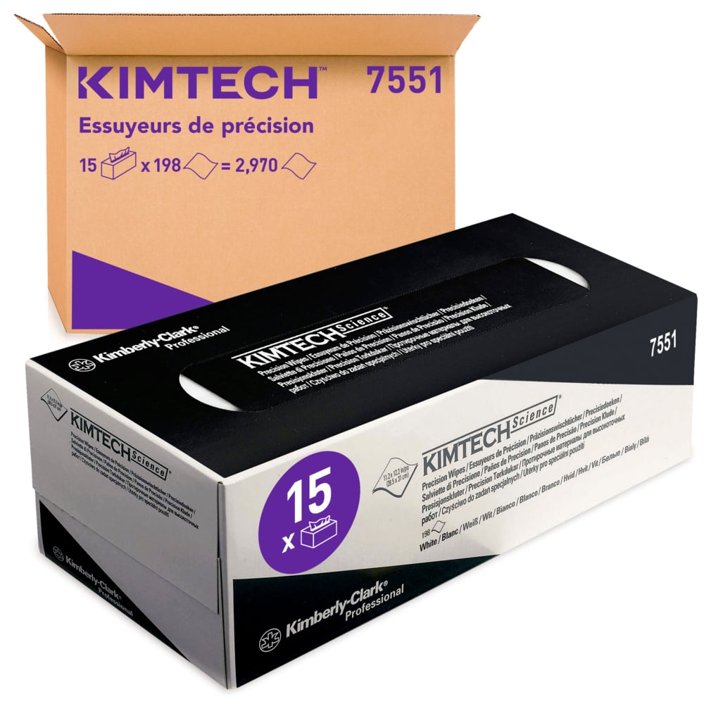 KIMTECH Kimtech® Science Precision Wipes (7551) Dry Cleaning, Box of, 310 x 285 mm 198 Per Pack