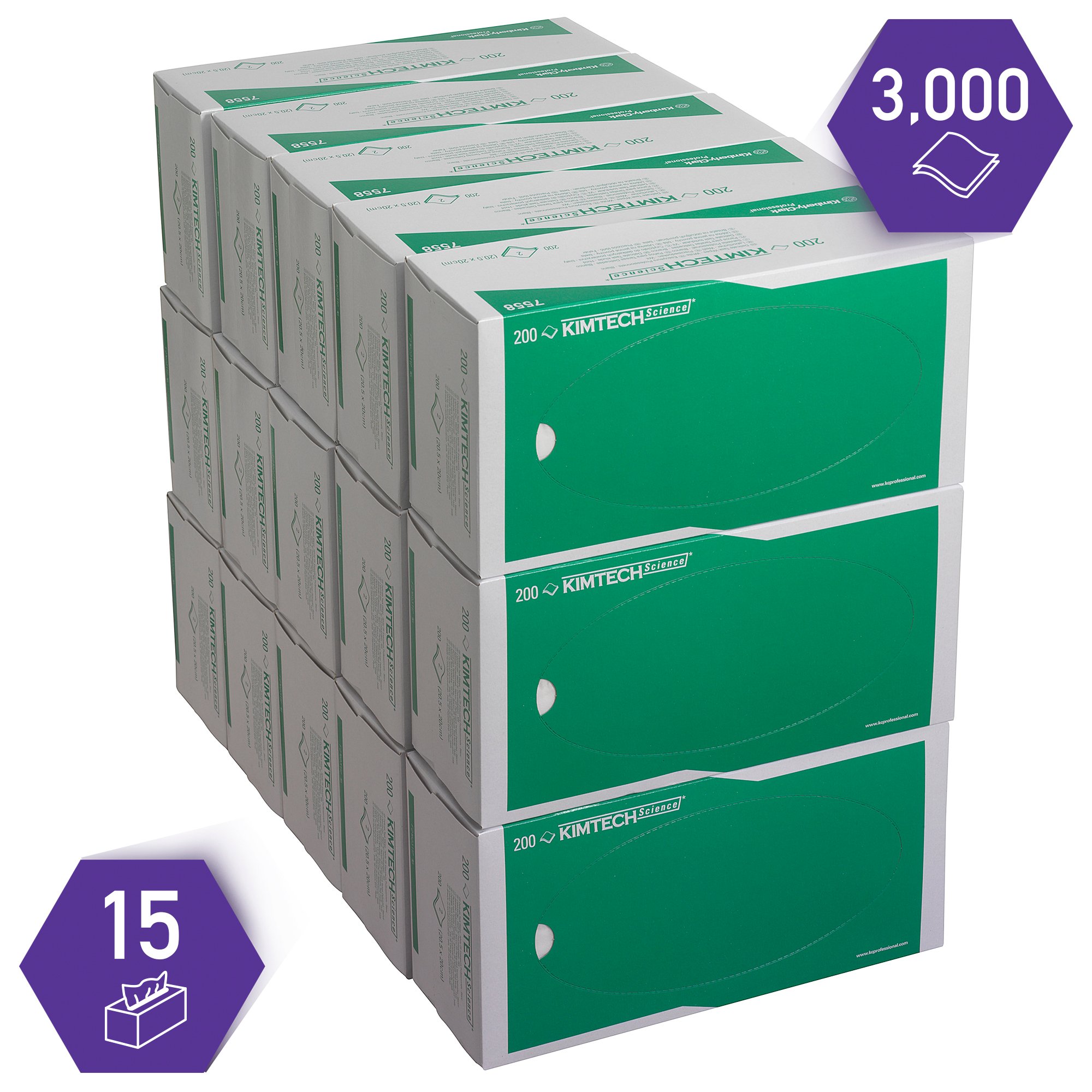 7558 KIMTECH KIMTECH Dry Wet Wipes, Carton of, 20.5 cm x 20 cm 3000