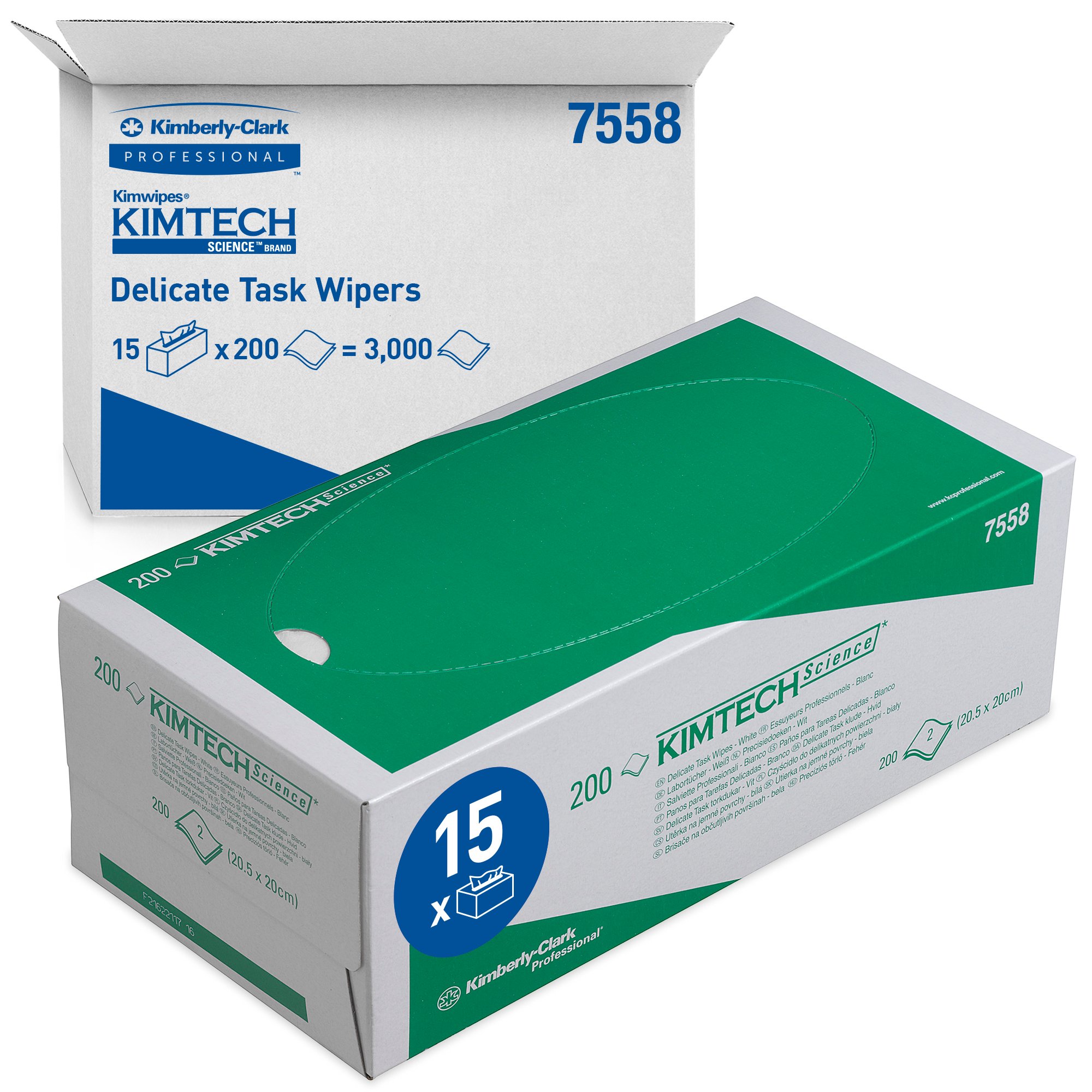 7558 KIMTECH KIMTECH Dry Wet Wipes, Carton of, 20.5 cm x 20 cm 3000