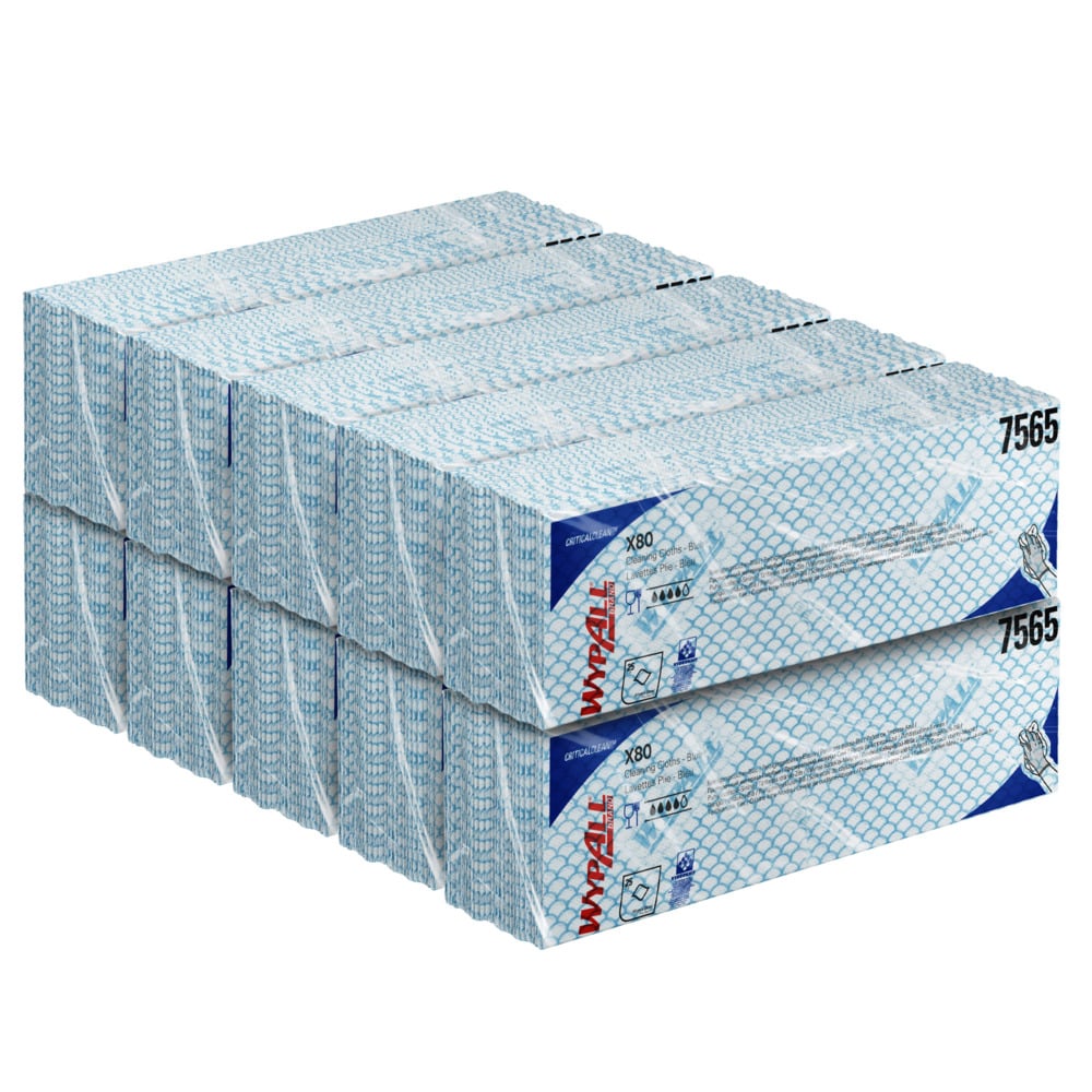 7565 WYPALL WypAll® X80 Critical Clean™ () Blue Cloths for Industrial Cleaning, Dry Use, Pack of 25 Per Pack, 420 x 360