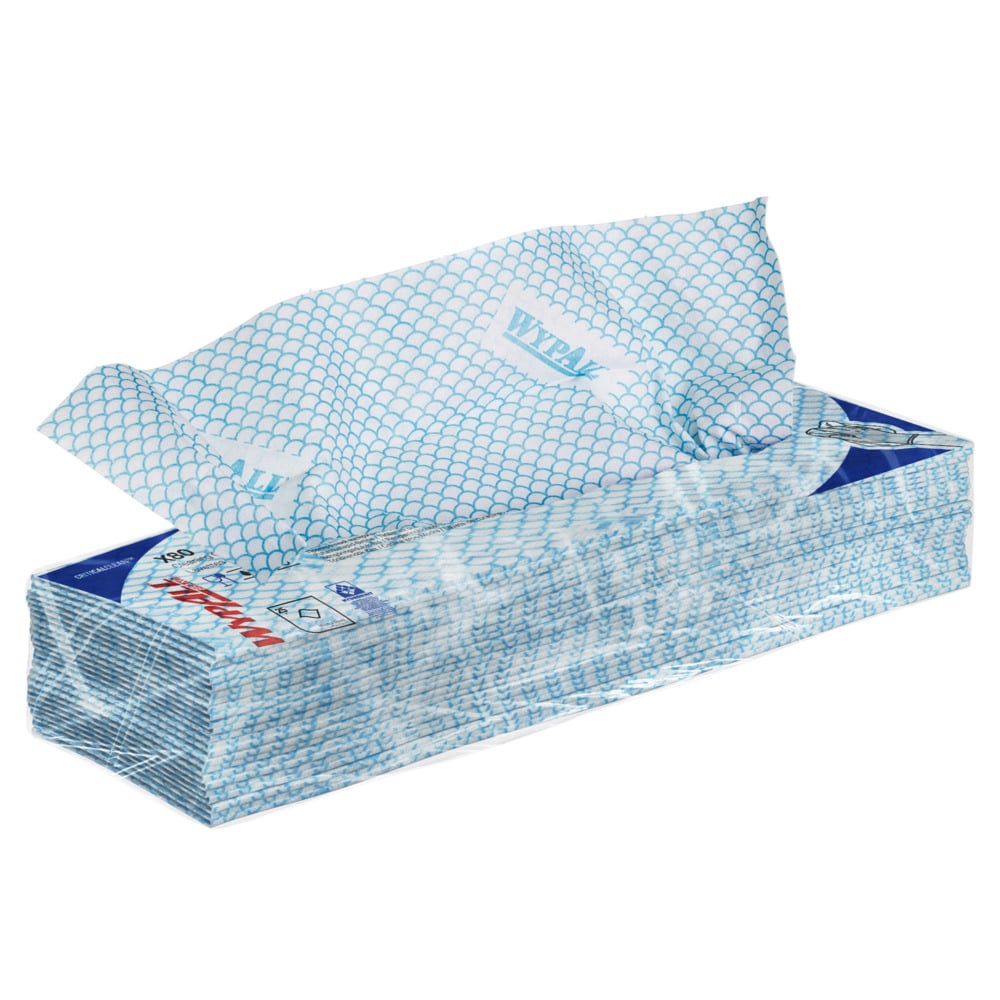 7565 WYPALL WypAll® X80 Critical Clean™ () Blue Cloths for Industrial Cleaning, Dry Use, Pack of 25 Per Pack, 420 x 360