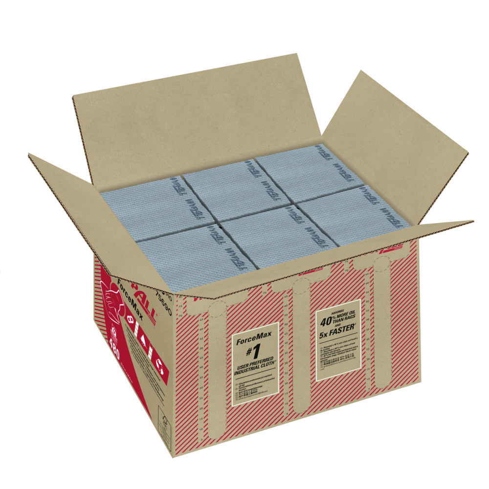 7569 WYPALL WypAll® ForceMax Power Clean™ () Blue Cloths for Industrial Cleaning, Dry Use, Box of 480 Per Pack, 35 cm x