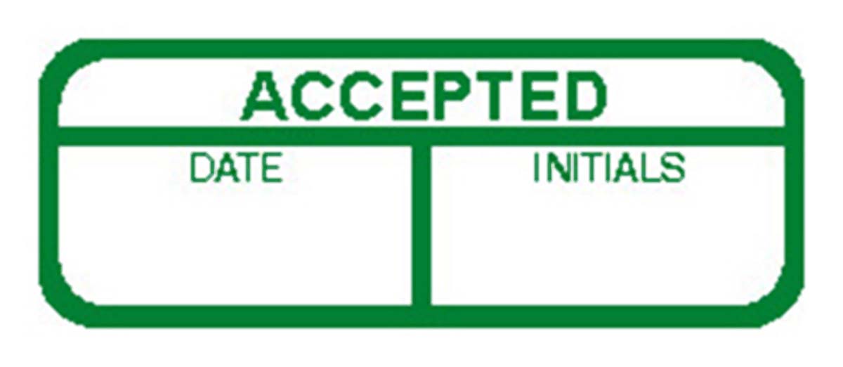 758-7920 RS PRO Adhesive Pre-Printed Green Label-ACCEPTED-. Quantity: 120 Per Pack