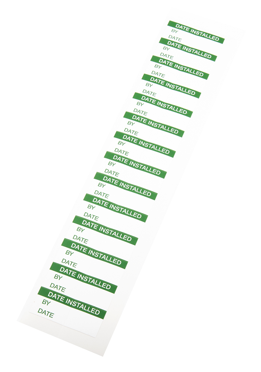 RS PRO Adhesive Pre-Printed Adhesive Label-Date Installed-. Quantity: 140 Per Pack