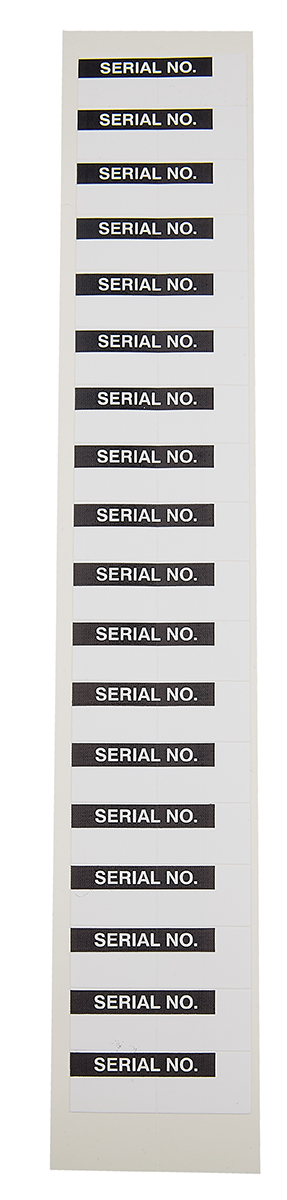 RS PRO Adhesive Pre-Printed Adhesive Label-Serial No-. Quantity: 180 Per Pack