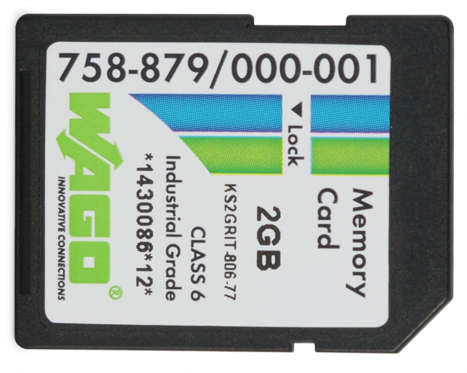 WAGO 2 GB Industrial Grade SD SD Card, Write/Read Cycles (Max.) 17 Mb/s/20 Mb/s