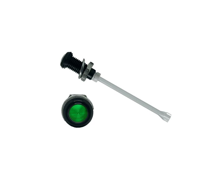 RHD-1140-F9PZG67PR Bivar, Panel Mount Vertical LED Light Pipe, Green Round Lens