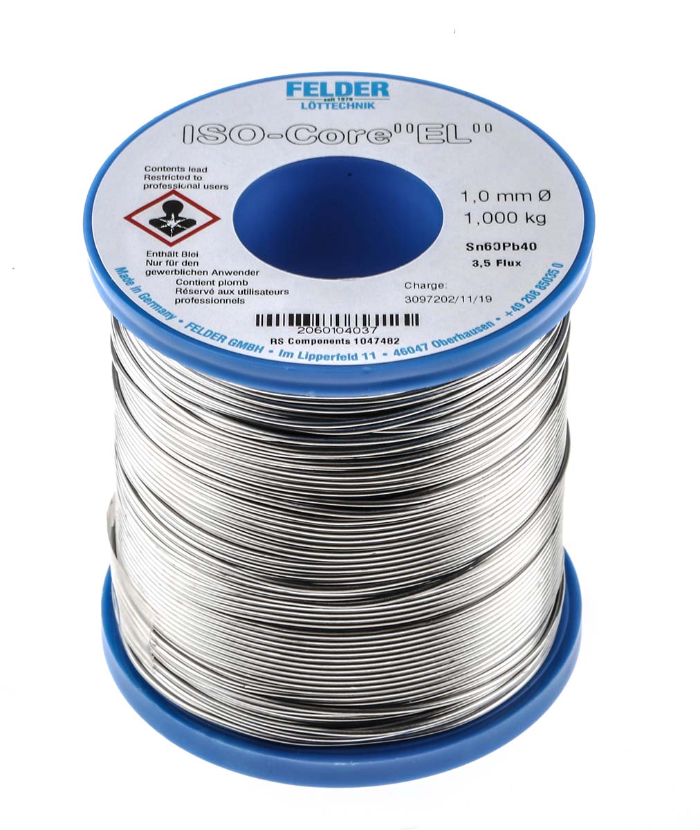 Felder Lottechnik Wire, 1mm Lead solder, 183°C Melting Point