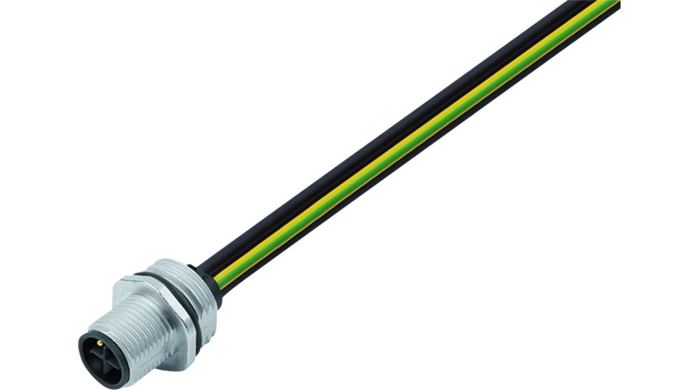 binder Connector, 3 Contacts, Panel Mount, M12 Connector, Plug, Male, IP68, 814 Series