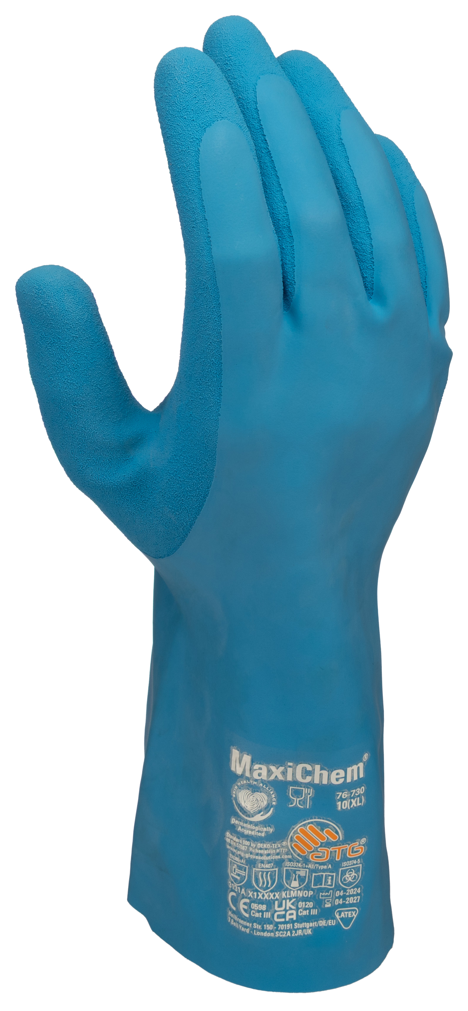 ATG Blue Spandex, Nylon Work Gloves 350 mm Liquid Proof