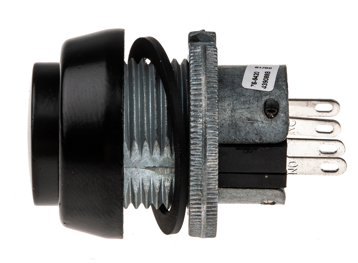 76-9420439088b ITW Switches 76-94 Series Push Button Switch, Momentary, Panel, 22 mm Cutout, SPDT, Clear LED, IP67 250 V ac