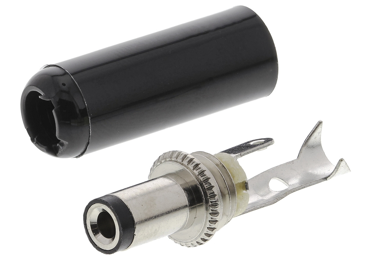 Switchcraft Straight DC Jack 5A, 12V, Cable, length 36 mm, Tin