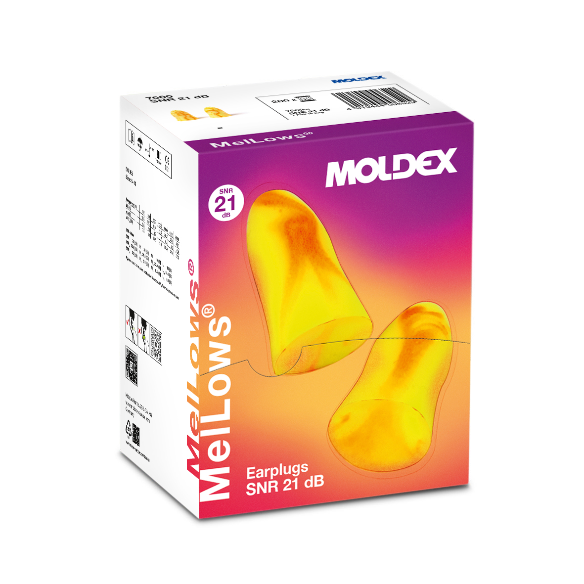Moldex 7600 Series Yellow Reusable Ear Plugs, 21 dB Rated 200