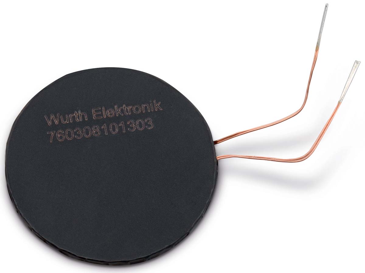 Wurth Elektronik WE-WPCC Wireless Charging Coil Receiver 1.5 A, 47 μH, 26.3 mm dia.