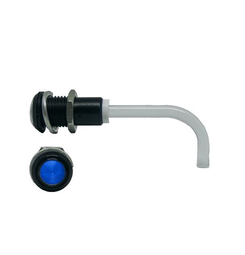 RHD-1100-3000-F9PZB67PR Bivar, Panel Mount Right Angle LED Light Pipe, Blue Round Lens
