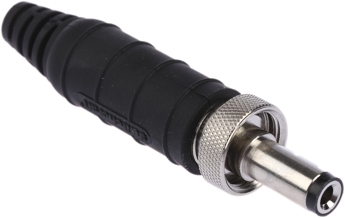 Switchcraft Straight DC Jack 5A, 24V, Cable, length 57 mm, Nickel, IP68