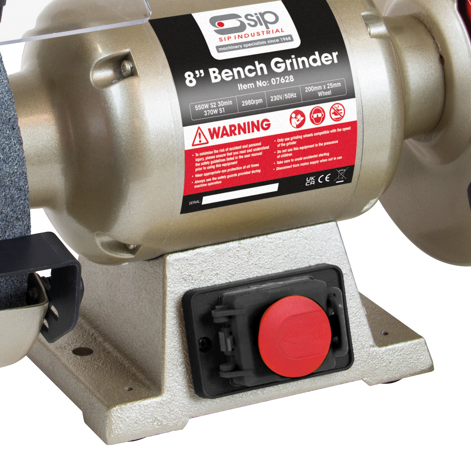 7628 SIP Bench Grinder 203.2 mm, 230V 15.8 mm Wheel Bore