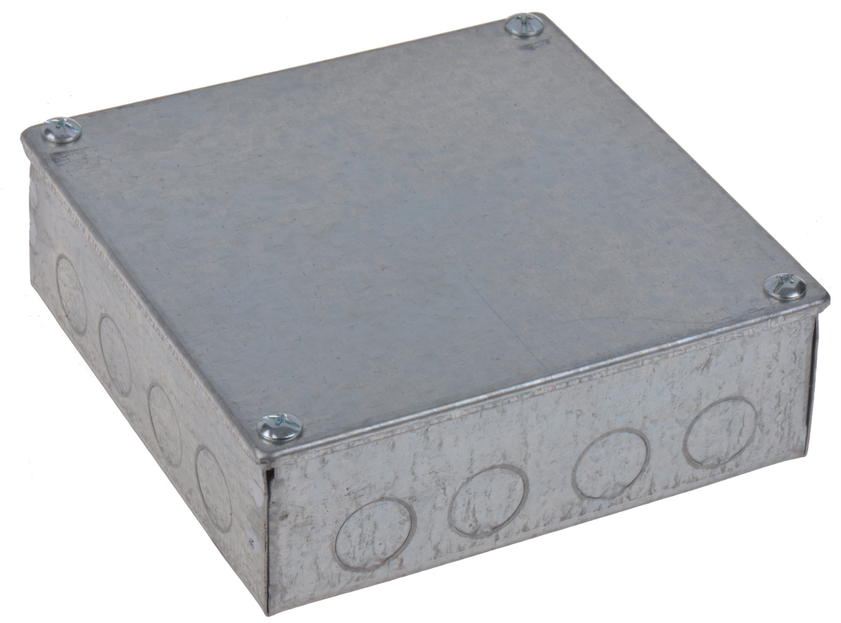 RS PRO Steel Galvanised Adaptable Box 150mm x 150 mm x 50 mm with 6 Knockouts