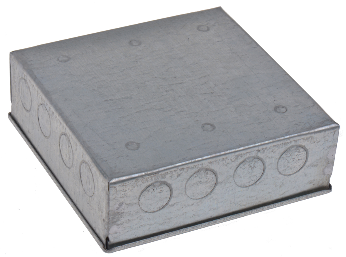 763-9242 RS PRO Steel Galvanised Adaptable Box 150mm x 150 mm x 50 mm with 6 Knockouts