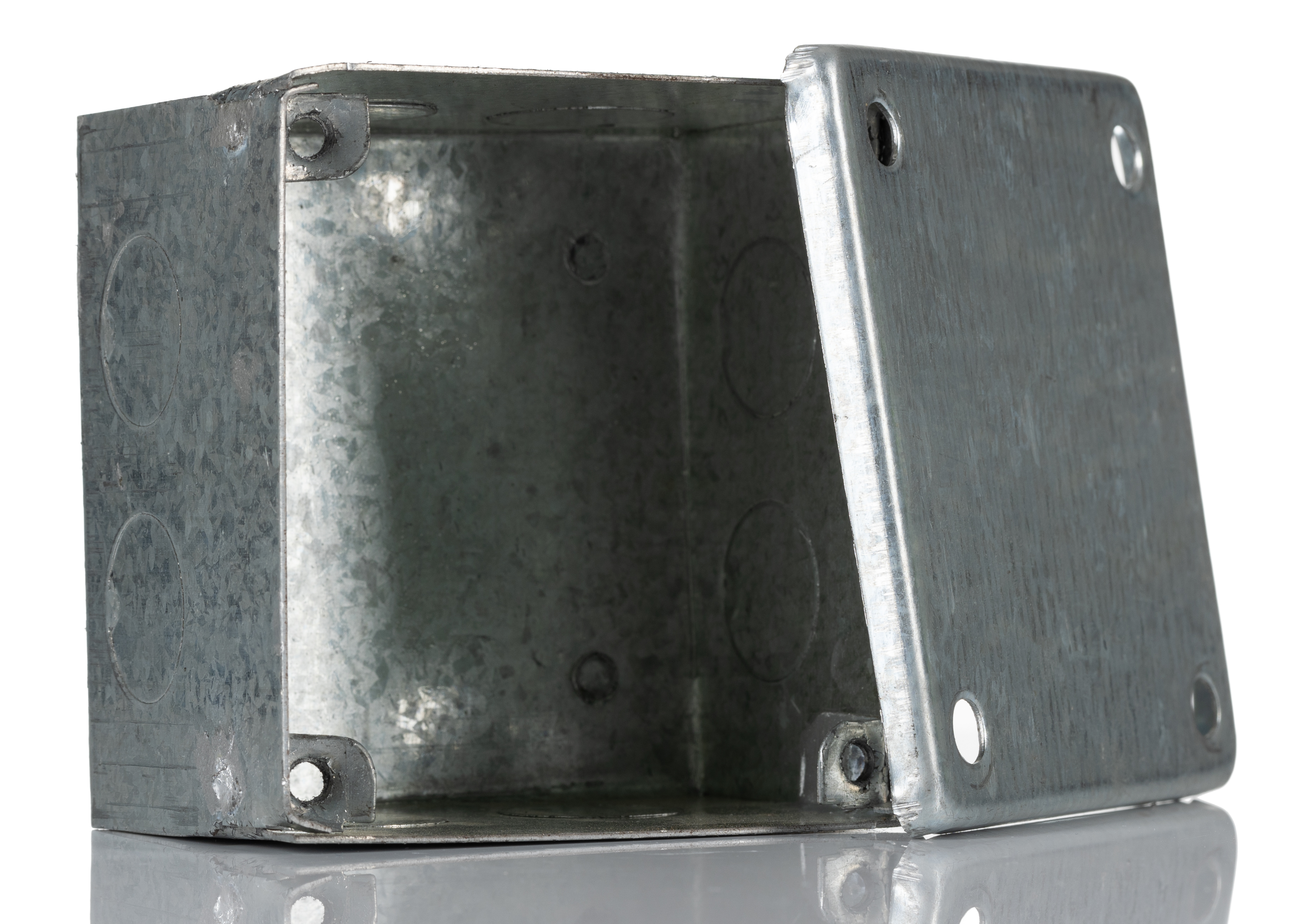 763-9251 RS PRO Steel Galvanised Adaptable Box 75mm x 75 mm x 75 mm with 8 Knockouts