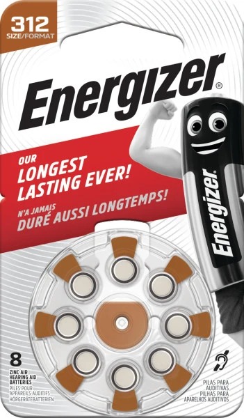 Energizer Zinc Air 1.4 V, 312 Iec-Pr41 Battery, 184 mAh, 5 mm