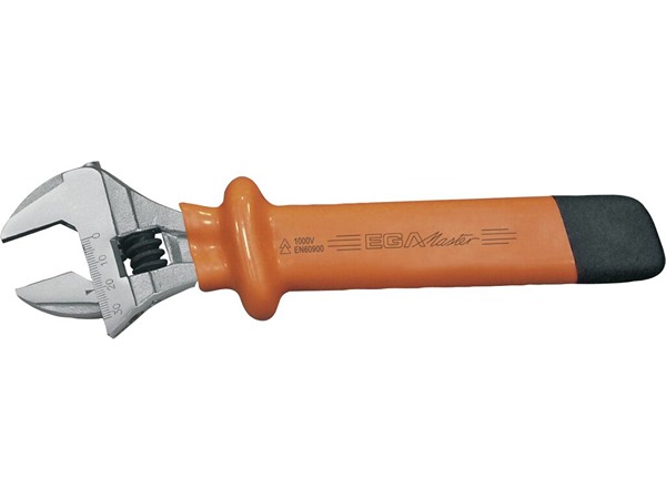 Ega-Master Adjustable Spanner, 200mm Overall, 24 mm Jaw Capacity, Straight Handle VDE/1000V Approved