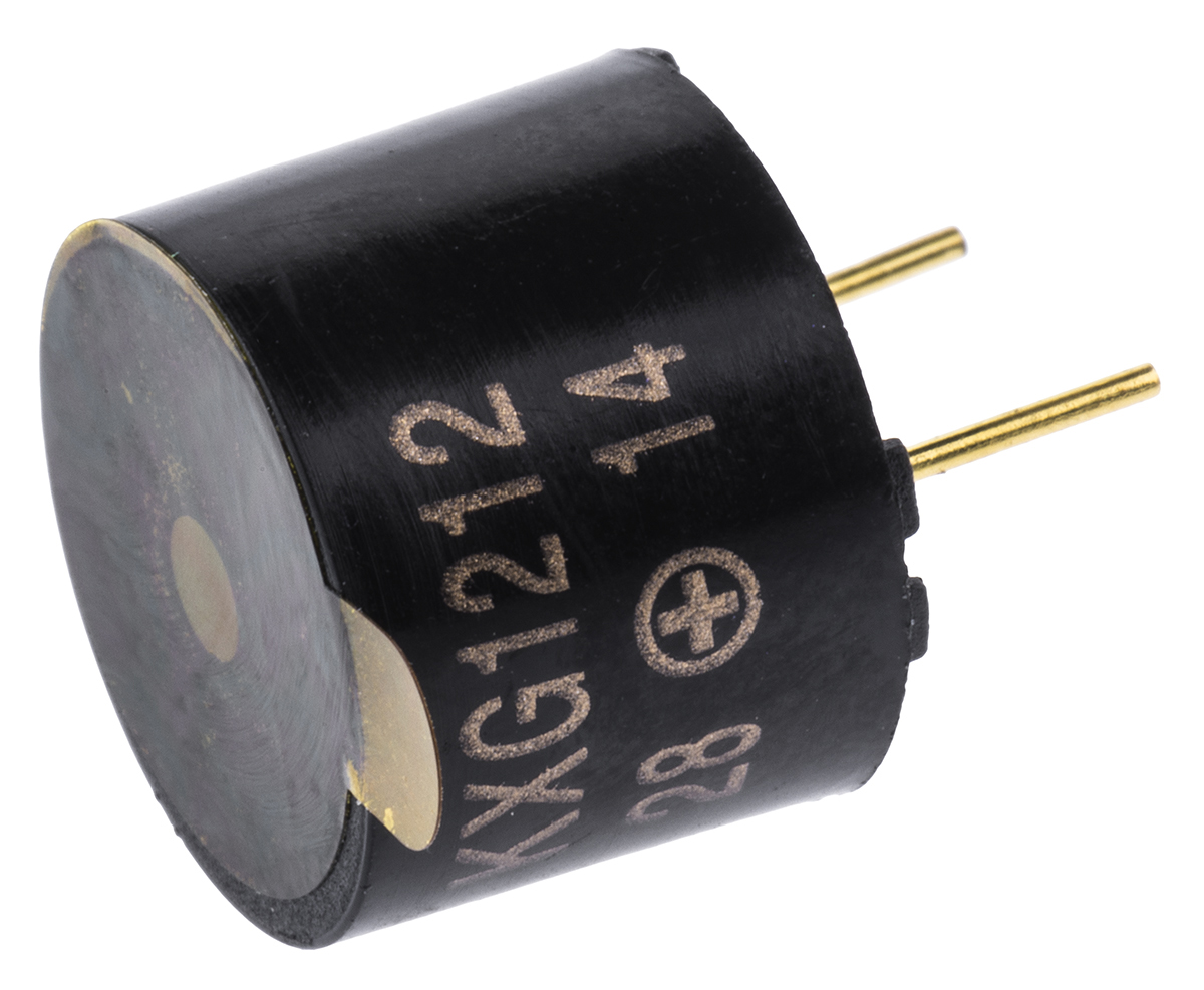 RS PRO 94 dB Through Hole Continuous Internal Magnetic Buzzer Component 9.5 mm 8 V dc Min 12.0mm 12V Max