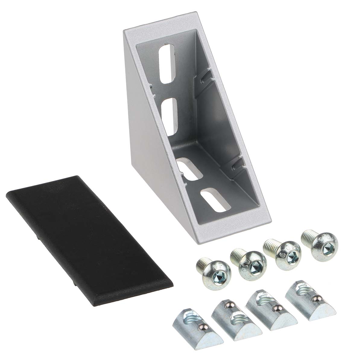 RS PRO Angle Bracket, Connecting Component, Strut Profile 8 mm, Groove Size 8 mm, Round Tube Size 40 mm
