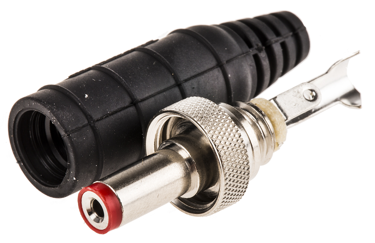 Switchcraft Straight DC Jack 5A, 30V, Cable, length 57 mm, Nickel, IP68
