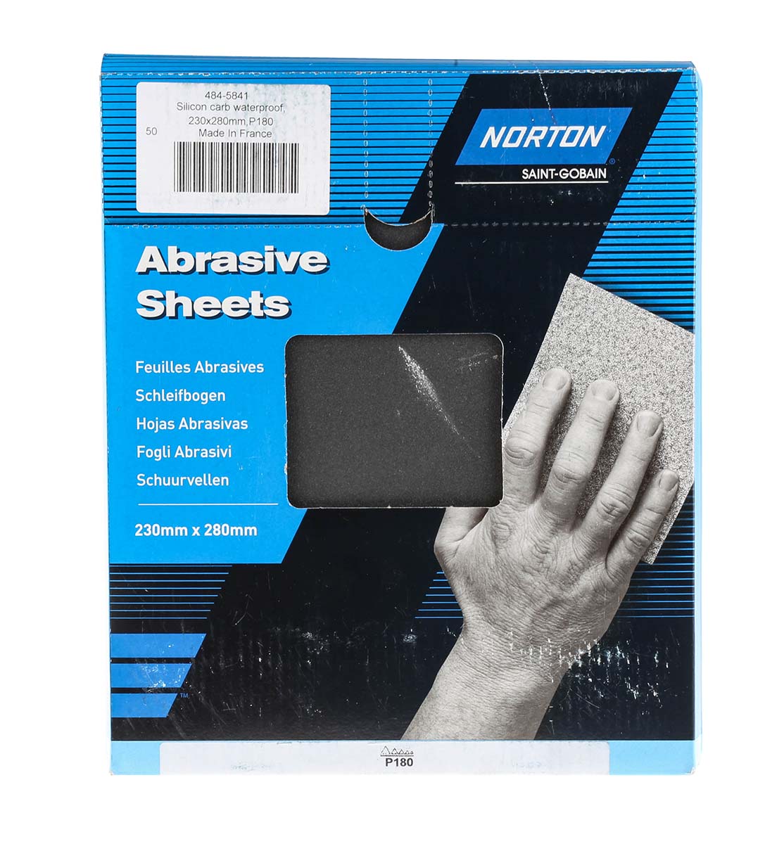 Norton T489 P180 Grit Very Fine Sanding Sheet, 280mm x 230mm