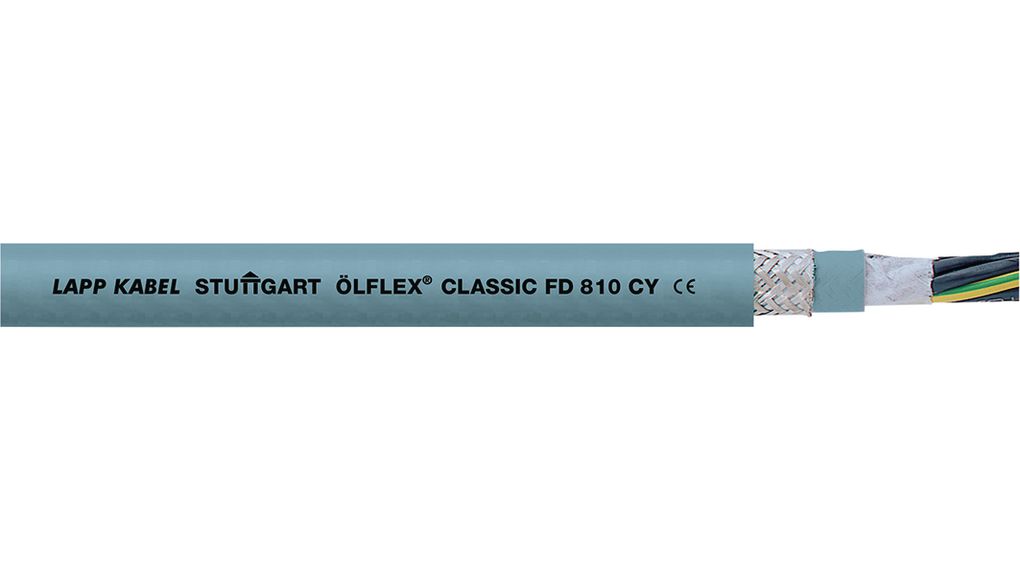 Lapp Ölflex Classic FD 810 CY Control Cable, 1.5 mm² CSA 15 AWG, Screened, 50 m, Grey Polyvinyl Chloride Sheath