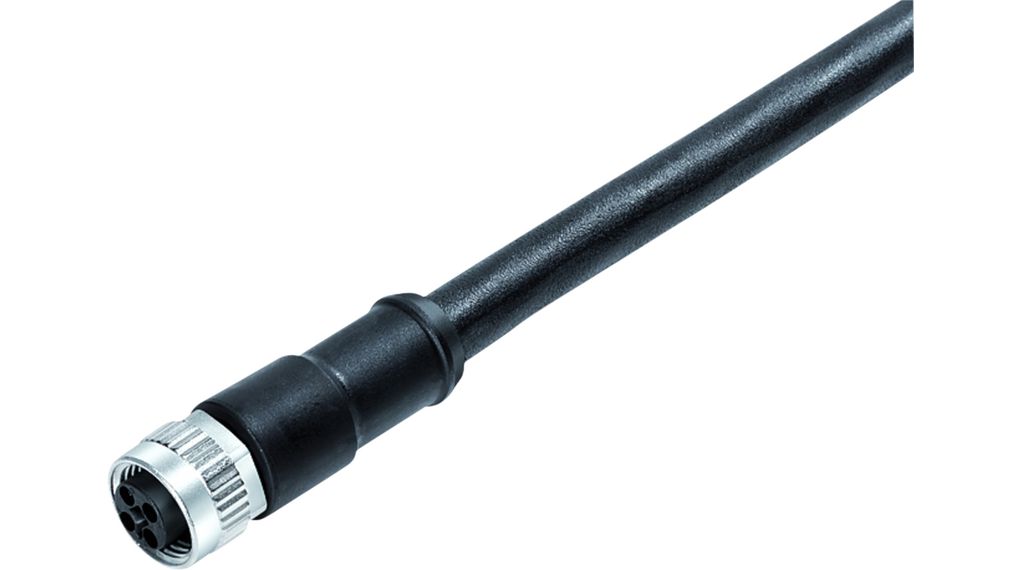 binder Male 4 way M12, Straight to Male 4 way M12, Straight Connector Cable, 5 m