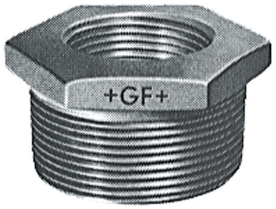 Georg Fischer Galvanised Malleable Iron Fitting, Straight Reducer Bush, Male BSPT 3/4 in to Female BSPP 3/8 in