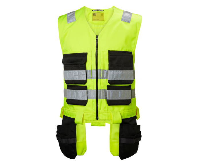 Helly Hansen Green, Black, White, Yellow Hi Vis Vest 30% Cotton, 70% Polyester, M